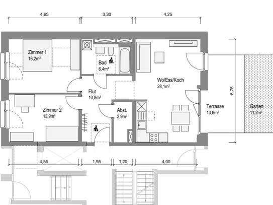 NEUBAU! Schöne 3-Zimmer-Wohnung mit Terrasse