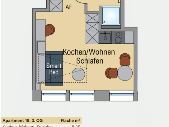 Wunderschöne Pendlerwohnung, 1-Zimmer, vollmöbliert, Erstbezug