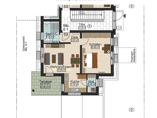 Ihr neues Stadtdomizil in Senden, Neubau 2-Zimmer-Wohnung mit Gartenanteil