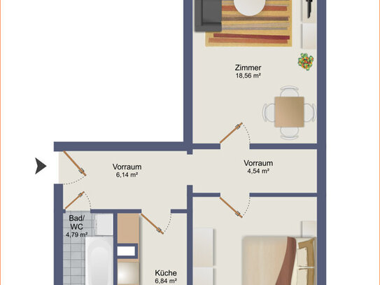 Helle und schön geschnittene 2-Raum-Wohnung in Lichtenberg zu verkaufen. Die Wohnung ist bezugsfrei