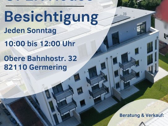 Barrierefrei - Nachhaltig - Neubau: 2-Zi.-Wohnung ca. 51 m² mit Süd-Balkon u. Keller in Germering