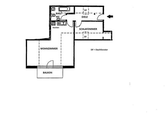 Schöne 2-Zimmer-Dachgeschosswohnung mit Balkon im Rudolspark