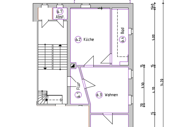 Zwei-Zimmer-Dachgeschosswohnung mit Balkon