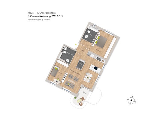 Investieren Sie jetzt in die Zukunft: barrierefreie 3-Zi-Wo mit Balkon - WE111