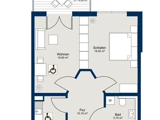 Betreutes Wohnen Ü60: schicke 2-Zimmer-Wohnung zu verkaufen