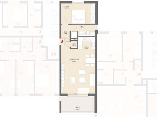 Neubau: 2-Zimmer Obergeschoss mit Balkon im Kanderpark, Binzen Nr.6