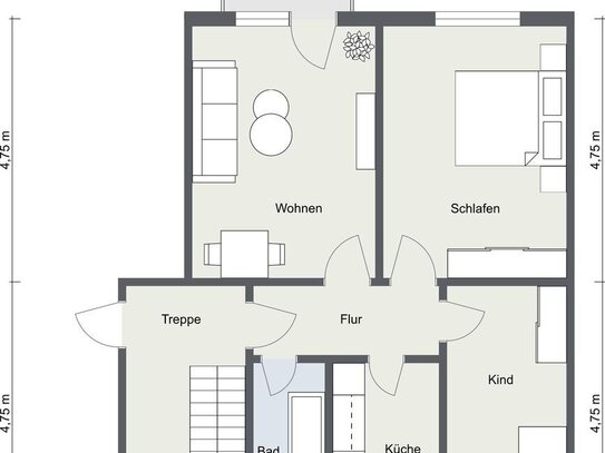 3 Zimmer modernes Bad und ein schöner Balkon in der 1. Etage