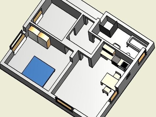 3 Zimmer Wohnung in zentraler Lage mit Balkon und Einbauküche