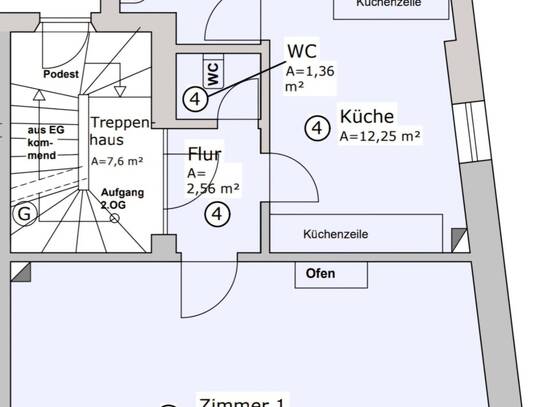 ZENTRALE 1-Raum Wohnung im 1. OG ab 01.06.