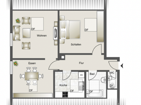 Freundliche und gepflegte 3-Zimmer-Dachgeschosswohnung in Mainhardt