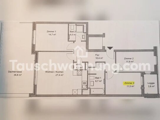 [TAUSCHWOHNUNG] 4 Z-Wohnung mit 36 qm Terrasse in Wandsbek (Markt)