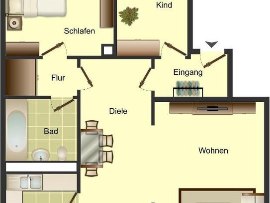 Gemütliche drei Zimmer Wohnung in Ratingen!