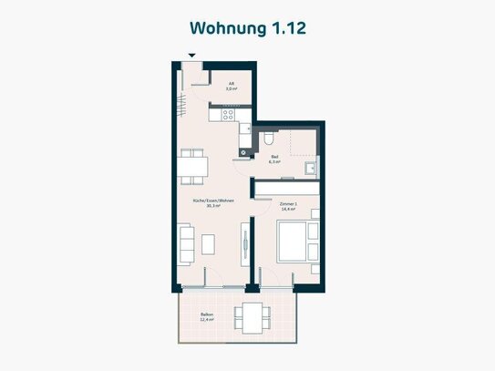 Neubau: 2-Zimmer-Wohnung mit sonnigem Balkon