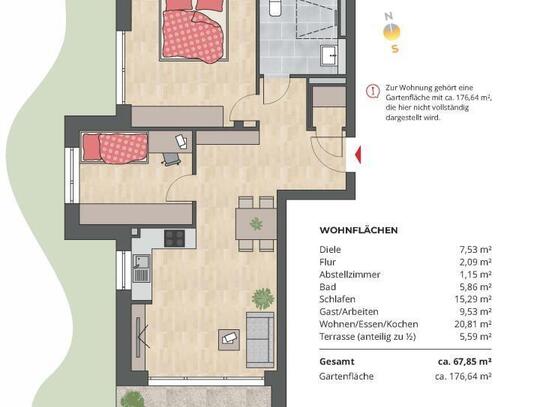 3-Zimmer-Wohnung mit tollem Garten im Seedomizil in Radolfzell am Bodensee, WE 4.03