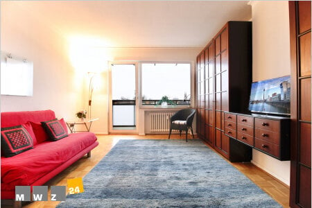 Hofgarten: 1 Zimmer Apartment mit Ausblick auf den TV-Turm. Das Apartment verfügt über ein neu