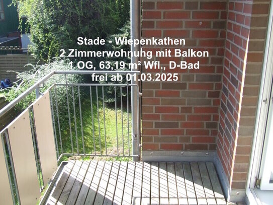 Stade-Wiepenkathen: 2 Zimmerwohnung mit Balkon