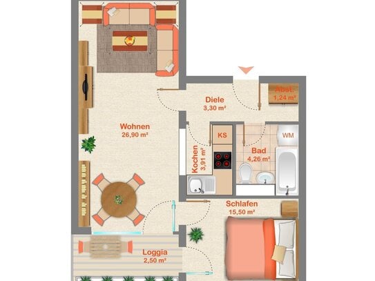 Sorry... leider reserviert. Sehr gepflegte 2-Zimmer-Wohnung am Soutyhof - 57 m² mit Balkon und viel