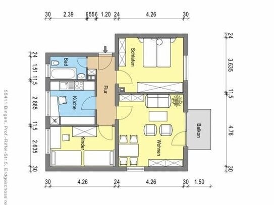 Praktisch geschnittene 3-Zimmer-Wohnung ruhig gelegen