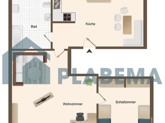 Möblierte 2- Zimmer Wohnung mit Wohnküche, wird frisch renoviert und eingerichtet