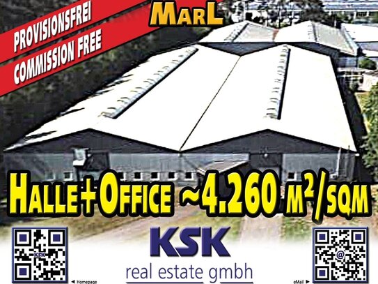 Halle+Office mit hochwertigem Bodenbelag ~3.367+893 m²/sqm With high quality flooring