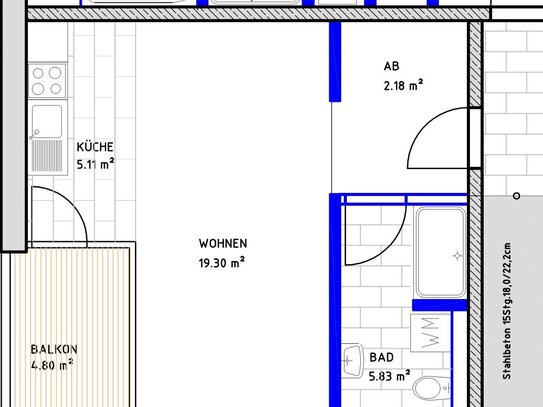 exklusive 1-Raumwohnung in neu gebauter Appartementanlage in unmittelbarer Uninähe