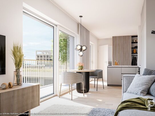 1-Zi-Apartment mit Tageslichtbad und großem Balkon zum grünen Innenhof