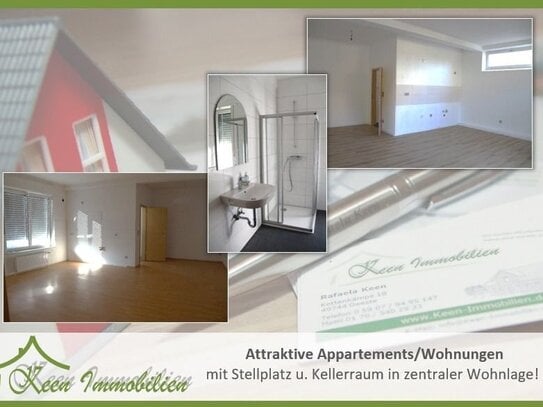 Attraktive Appartements/Wohnungen mit Stellplatz u. Kellerraum in zentraler Wohnlage!!!