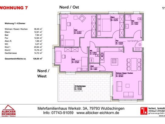 4 Zi. DG mit Dachterrasse ca. 126 m² - Wohnung 7 - Werkstraße 3a, 79793 Wutöschingen - Neubau