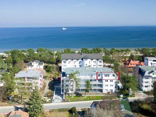 2-Zimmer-Dachgeschoss-Appartement mit Dachterrasse und teilweisem Seeblick fast am Strand von Heringsdorf