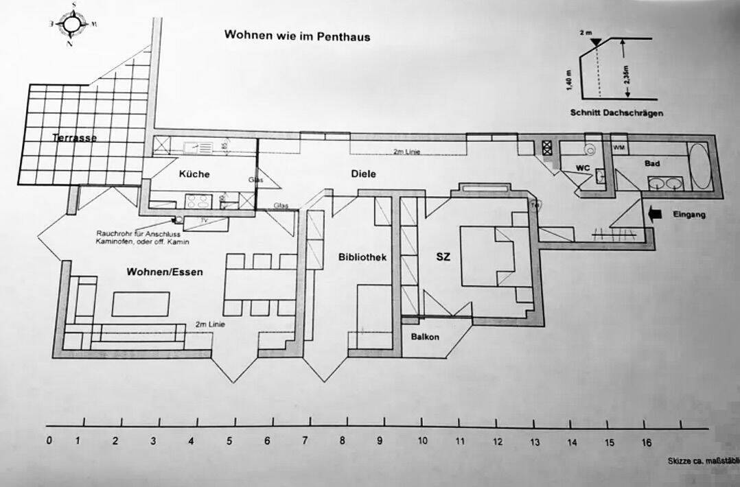                                                               Gro&szlig;z&uuml;gige, helle, 3-Zimmer DG-Wohnung mit Terrasse in Kirchheim                                                       in Kirchheim (Würzburg)