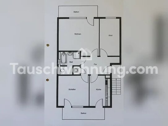 [TAUSCHWOHNUNG] Lichtdurchflutete moderne 3-Zimmer-Wohnung mit 2 Balkonen