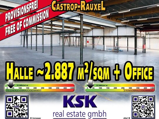 Halle 2.887 m²/sqm + Office mit hervorragende Verkehrsanbindung/With excellent transport connections