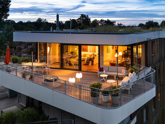 Einzigartiges Ambiente - Das höchste Penthaus im Spinnereipark mit Alpenblick und zwei Dachterrassen