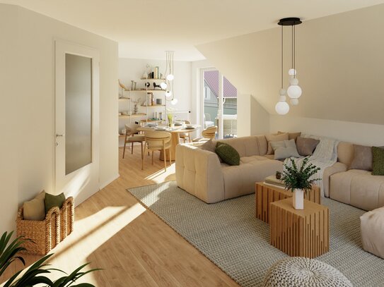 Willkommen in Ihrem neuen Zuhause - 3,5-Zimmer-ETW im DG mit Loggia & Garage - Dreifamilienhaus.