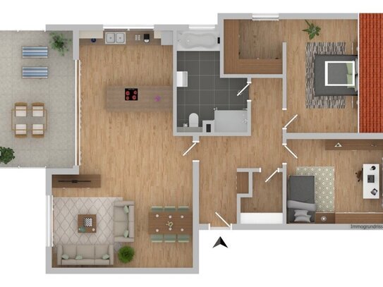 PERL: 101 M2 NEUWERTIGE OBERGESCHOSSWOHNUNG / 2 SCHLAFZ. / RUHIGE, SONNIGE LAGE!