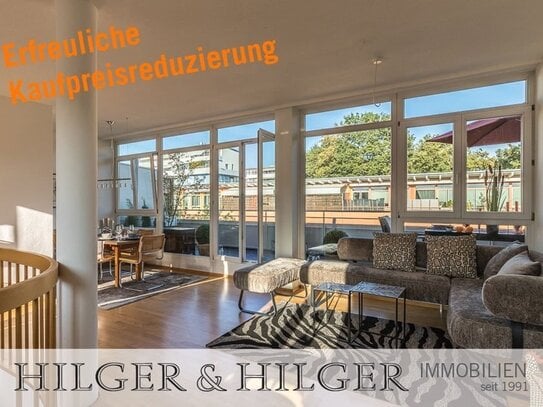 Extrem lichtdurchflutete DT-Mais. Wohnung - 30 m² Wohnraum plus 24 m² DT quasi eine Einheit - abs. ruhig gelegen