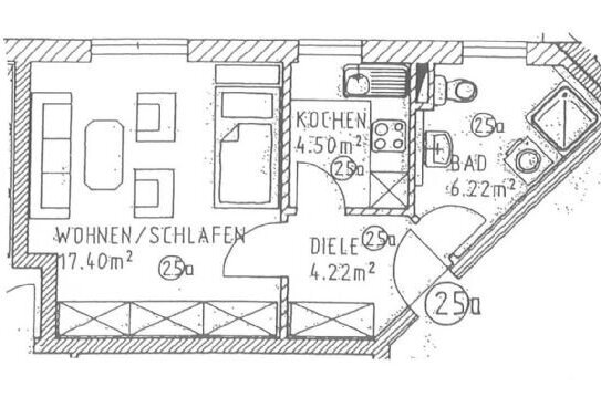 1-Zimmer Wohnung im 1. OG - ca. 32 m² Wfl. in Töging am Inn