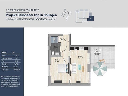 RESERVIERT // 56 m² 2-Z. // Exklusive Dachterrassen Wohnung