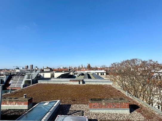Dachgeschoss mit 4 Terrassen davon eine Aufdachterrasse mit spektakulärem 360-Grad-Rundumblick - Direkt am Boxhagener P…