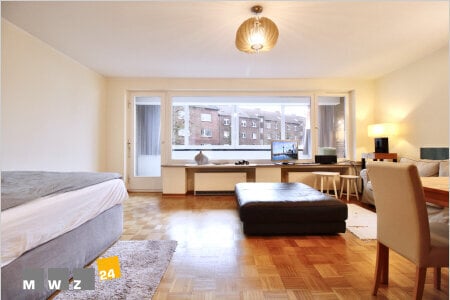 Komplett Möbliert/Furnished Accommodation in: Unterbilk. Großzügiges 1-Raum Apartment Der Balkon