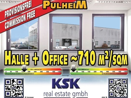 Verkehrsgünstige Lage, Halle ~480 m²/sqm + Office ~230 m²/sqm, Convenient location