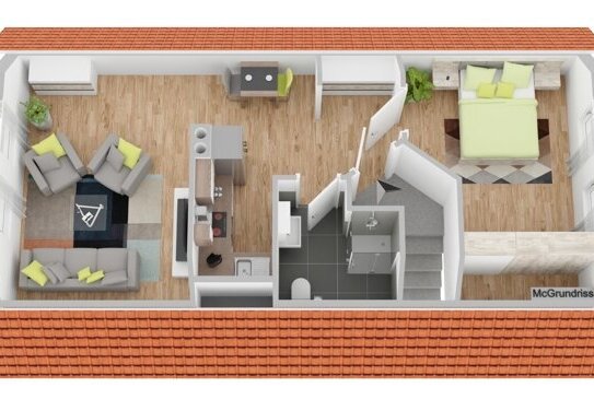 Roßtal: Sehr schöne 2 Zimmer DG-Wohnung mit PKW-Stellplatz, Energieeffizienzklasse B