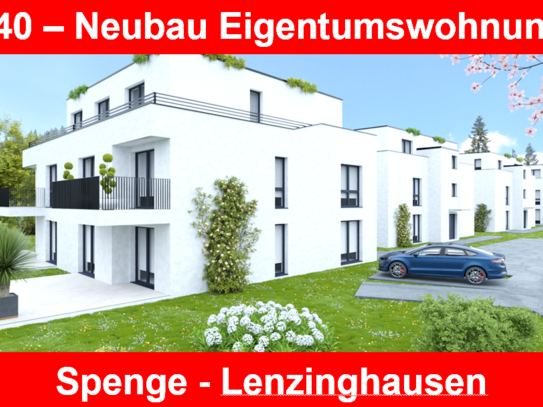 In Lenzinghausen: Moderne EH40 Neubau- ETW´s: z.B. 3 Zi. 80m² Wfl. Ab 2,23%* KfW- Darlehn. NUR 2 TZ. Raten