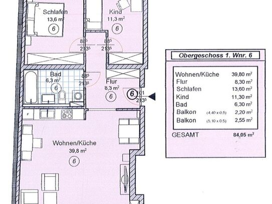 Wunderschöne 3 Zimmer Wohnung mit zwei Balkonen/TG/Aufzug