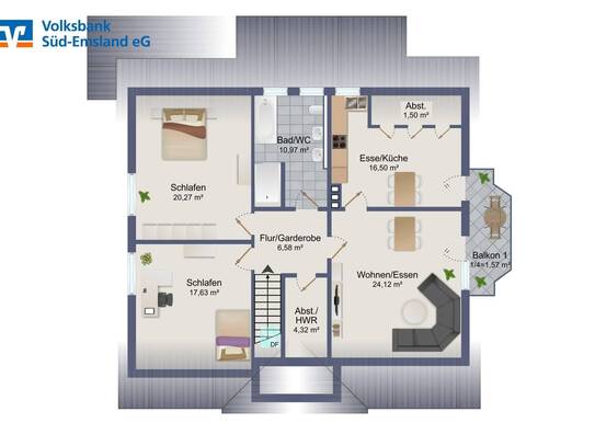 Renovierte Dachgeschosswohnung in Lingen-Bramsche
