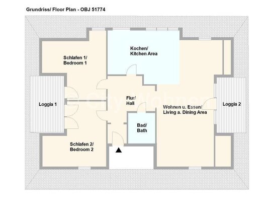 Möblierte Neubauwohnung mit 2 Schlafzimmern und 2 Loggien in Hamburg-Wellingsbüttel