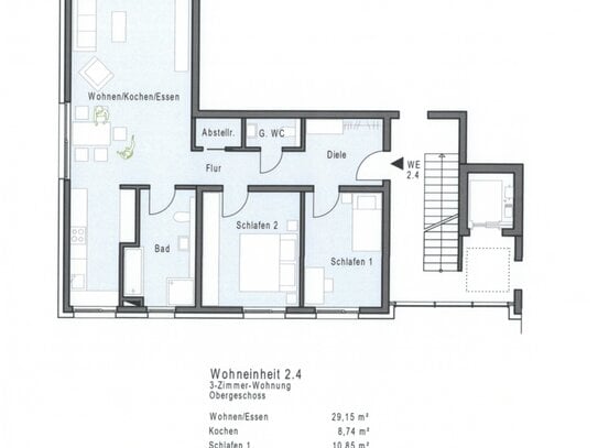 11 hochwertige NEUBAU-ETW - Neubaugebiet Sandäcker Veitshöchheim - 3-Zimmer-ETW (WE 2.4)