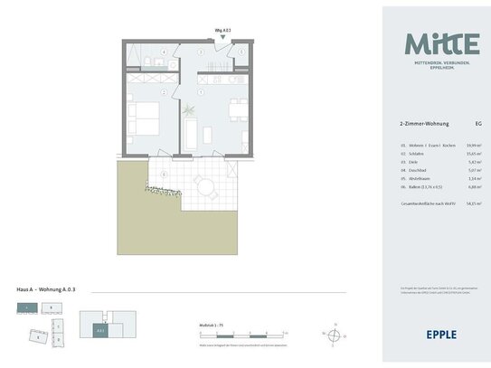 Kapitalanlage oder Eigennutzung: Kompakte 2-Zimmer-Wohnung mit Terrasse & Garten