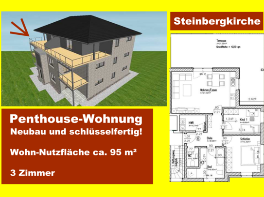 Steinbergkirche, freie Penthouse-Wohnung, Neubau u. schlüsselfertig