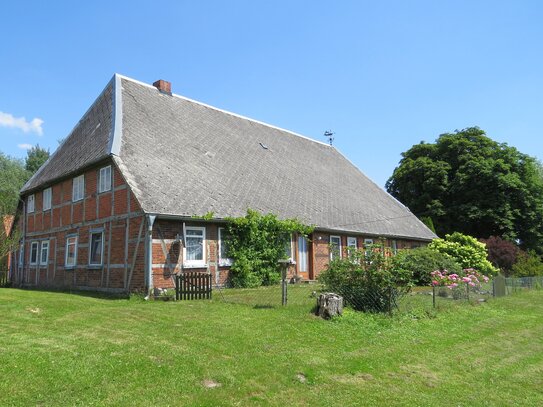 Zweiständer-Fachhallenhaus mit Scheune, Stall, Garage auf einer Wurt in Rassau im Amt Neuhaus in Elbnähe!